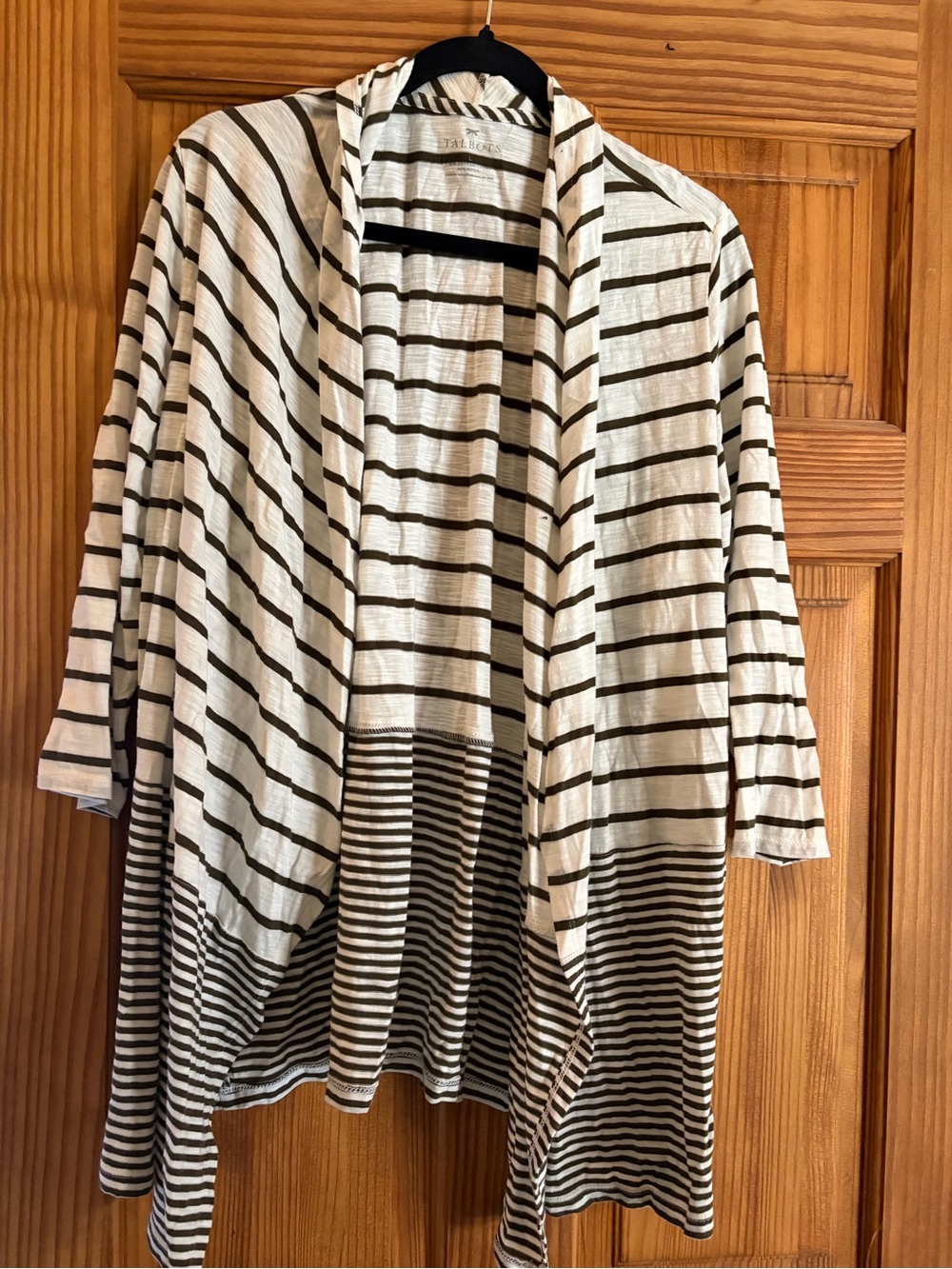 Talbots black and Cream Striped Knit Top